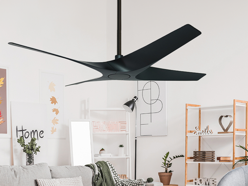 Quatro 56" Matte Black Indoor/Outdoor Ceiling Fan with Remote Control